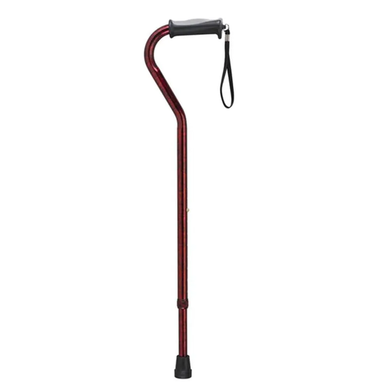 Adjustable Height Offset Handle Cane with Gel Hand Grip, Red Crackle - 1 Each