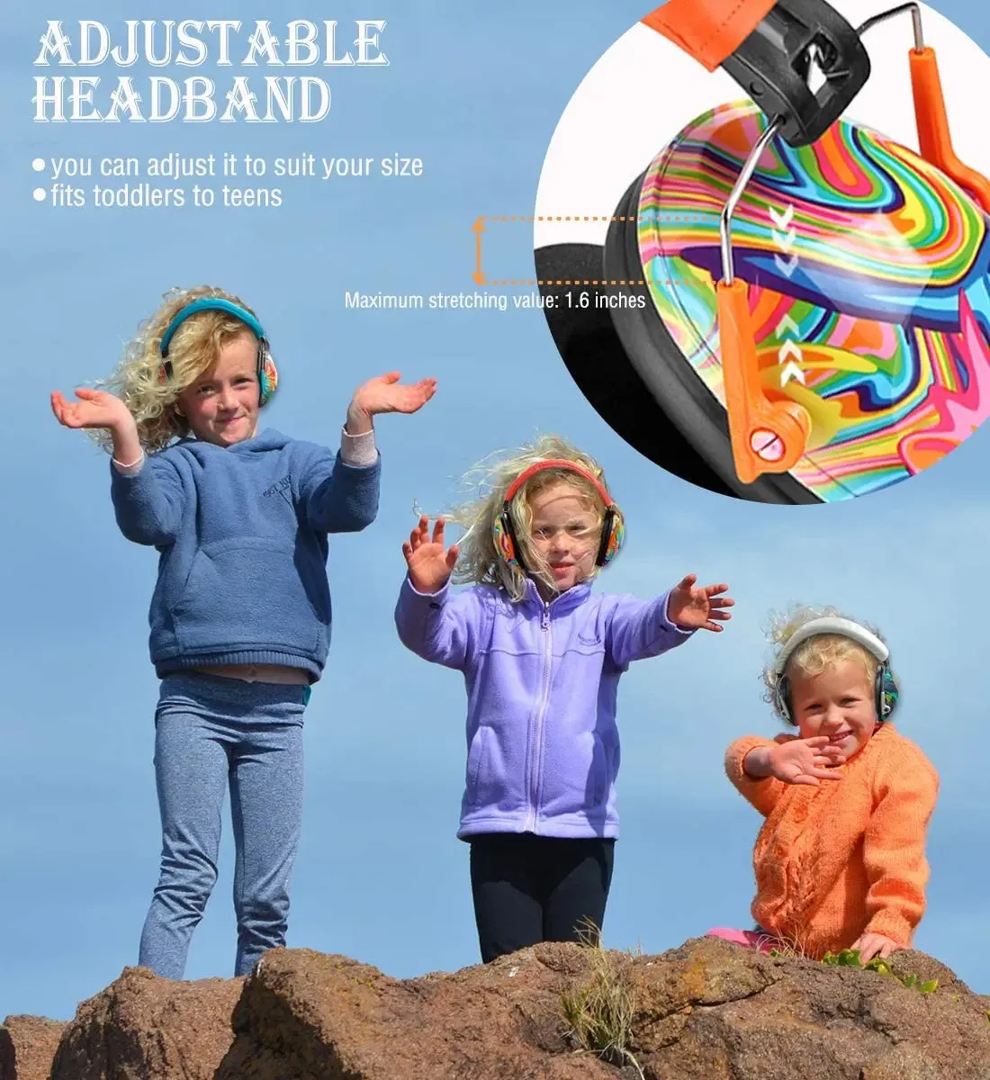 Adjustable Kid Ear Protection - Noise Reduction Earmuffs for Safety