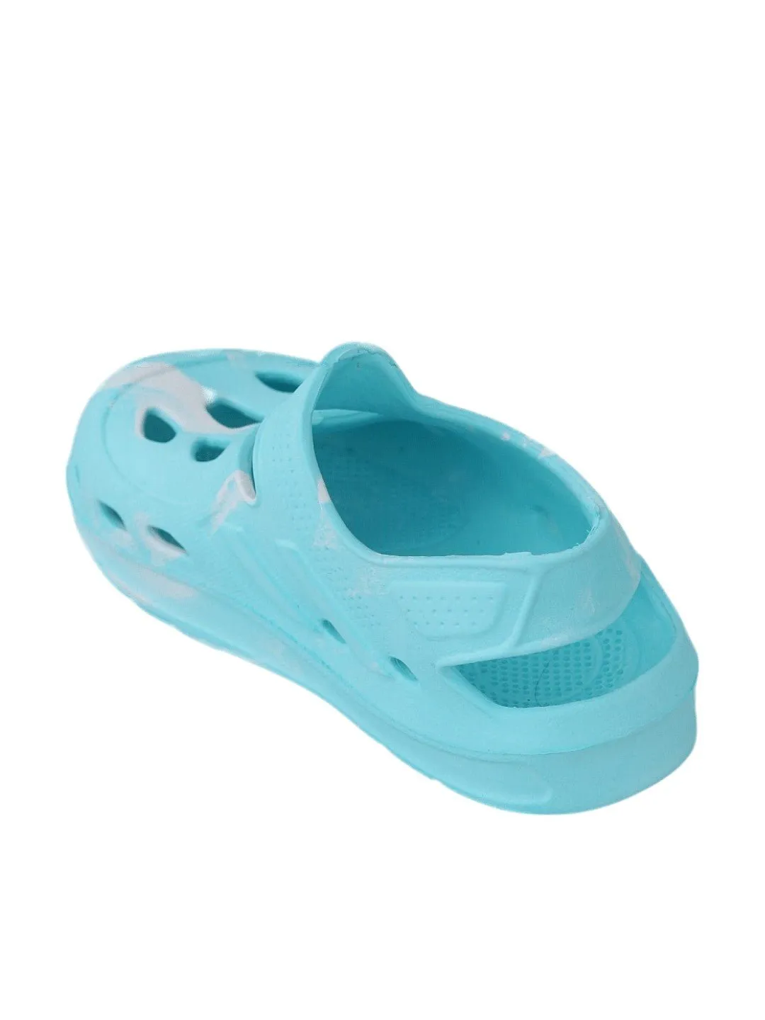 Aqua Blue Sandals with White Flame Design and Breathable Cutouts for Boys