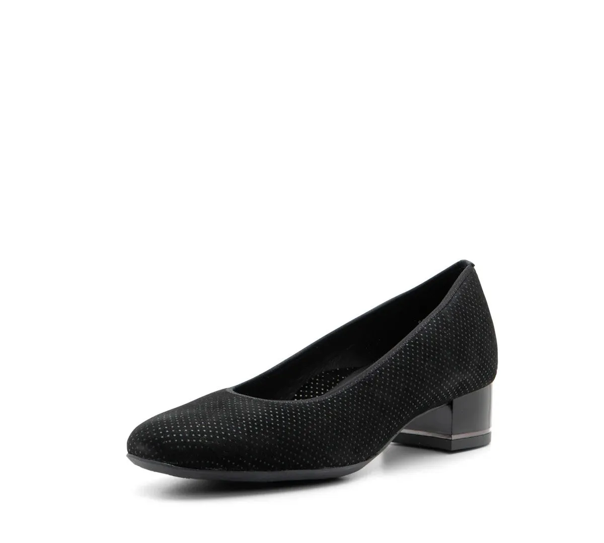 Ara Gabrielle SP Women's Block Heel Pump 35mm Black "Puntikid" Suede