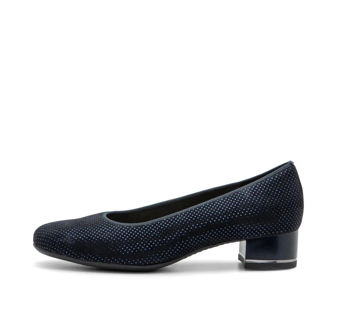 Ara Gabrielle SP Women's Block Heel Pump 35mm midnight blue "puntikid" suede
