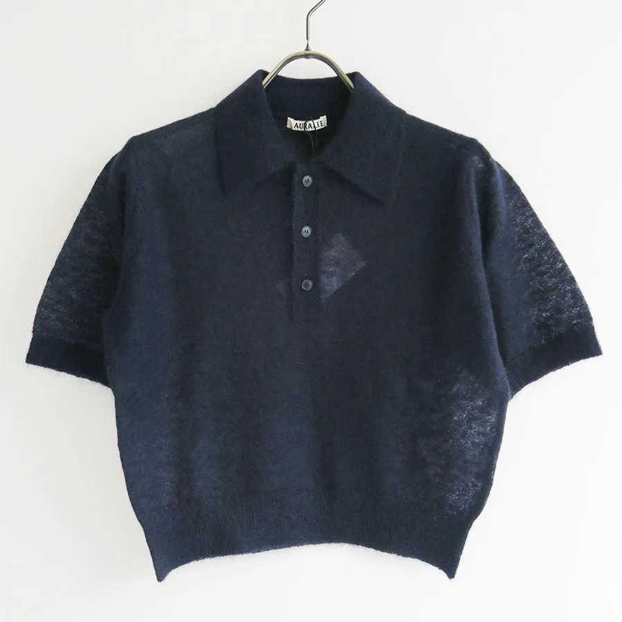 【AURALEE/オーラリー】<br>KID MOHAIR SHEER KNIT POLO <br>A25SP05FG