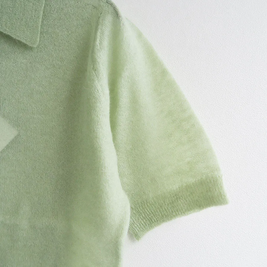 【AURALEE/オーラリー】<br>KID MOHAIR SHEER KNIT POLO <br>A25SP05FG