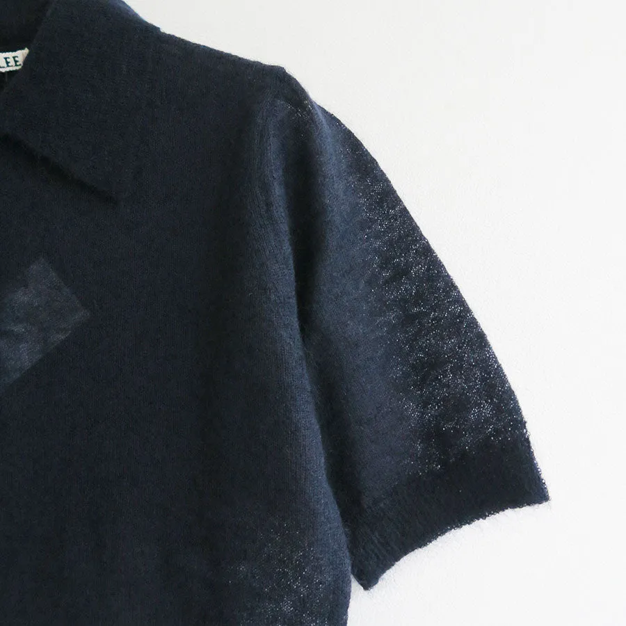 【AURALEE/オーラリー】<br>KID MOHAIR SHEER KNIT POLO <br>A25SP05FG