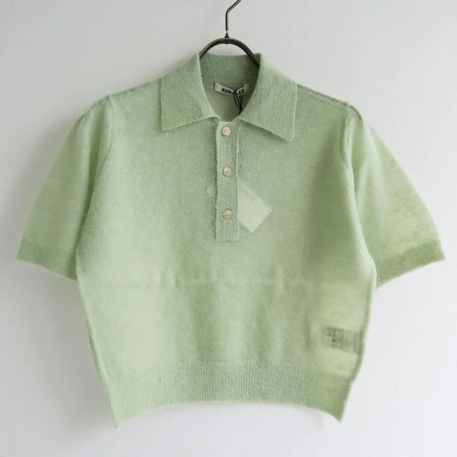 【AURALEE/オーラリー】<br>KID MOHAIR SHEER KNIT POLO <br>A25SP05FG