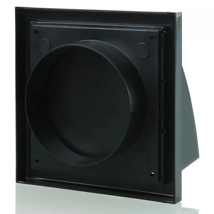 Blauberg DECOR 155X155/100HK BLACK Plastic Cowled Hooded Air Ventilation Wind Baffle Wall Grille 4" 100mm