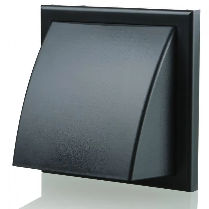 Blauberg DECOR 155X155/100HK BLACK Plastic Cowled Hooded Air Ventilation Wind Baffle Wall Grille 4" 100mm