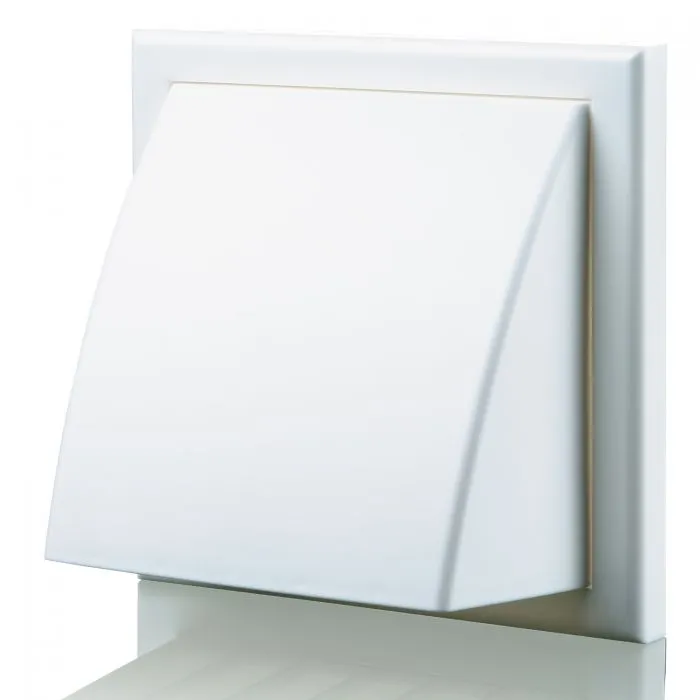 Blauberg DECOR 155X155/100HK WHITE Plastic Cowled Hooded Air Ventilation Wind Baffle Wall Grille 4" 100mm