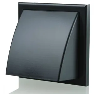 Blauberg DECOR 185X185/125HK BLACK Plastic Cowled Hooded Air Ventilation Wind Baffle Wall Grille 5" 125mm