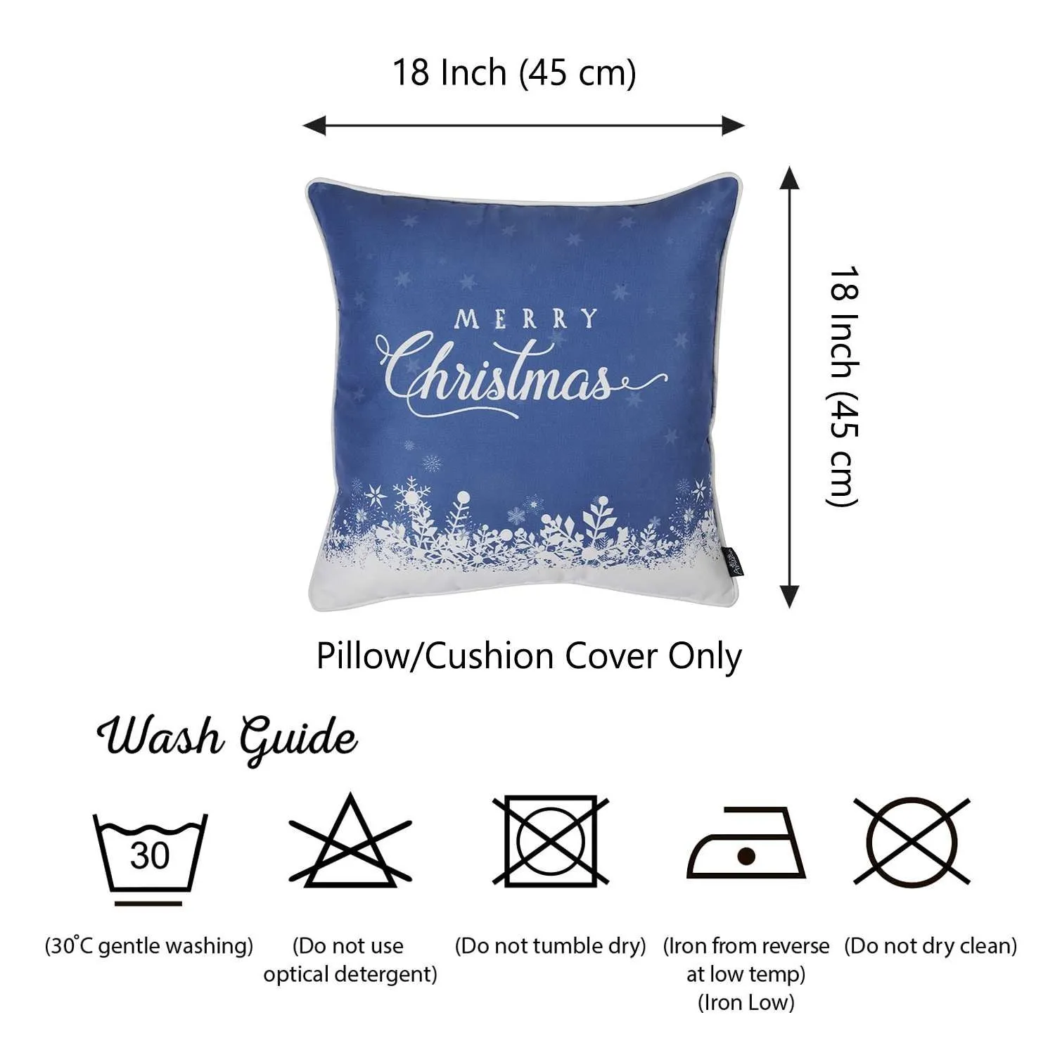 Blue Christmas Snow Decorative Throw Pillow