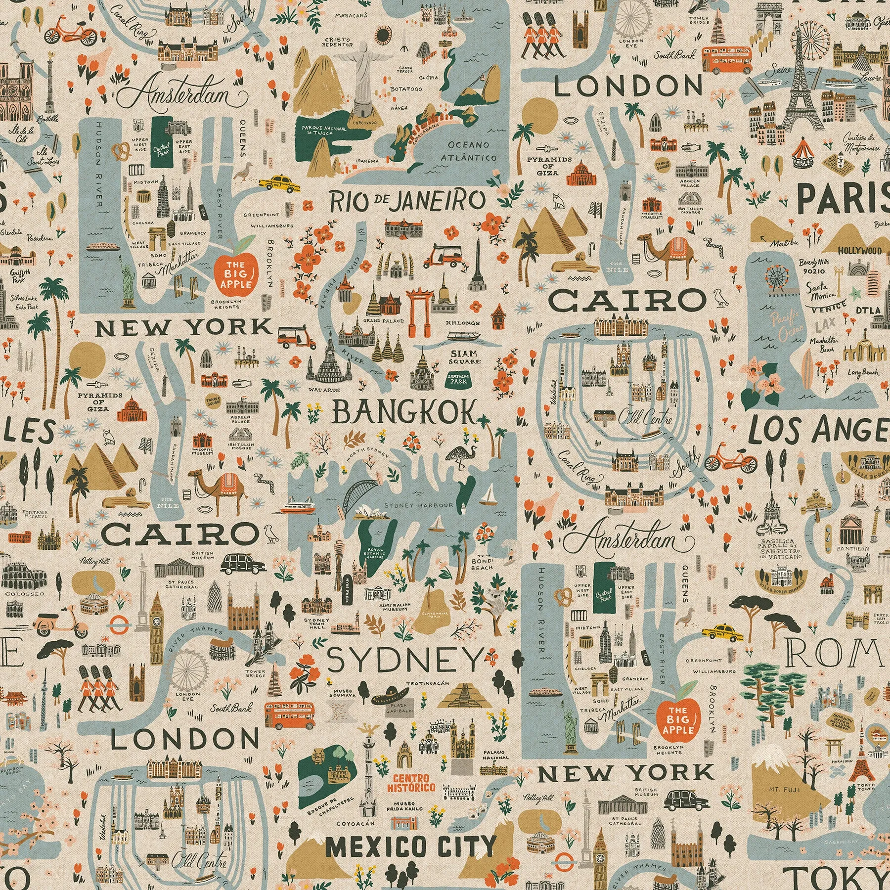 Bon Voyage, City Guide in Natural Unbleached CANVAS