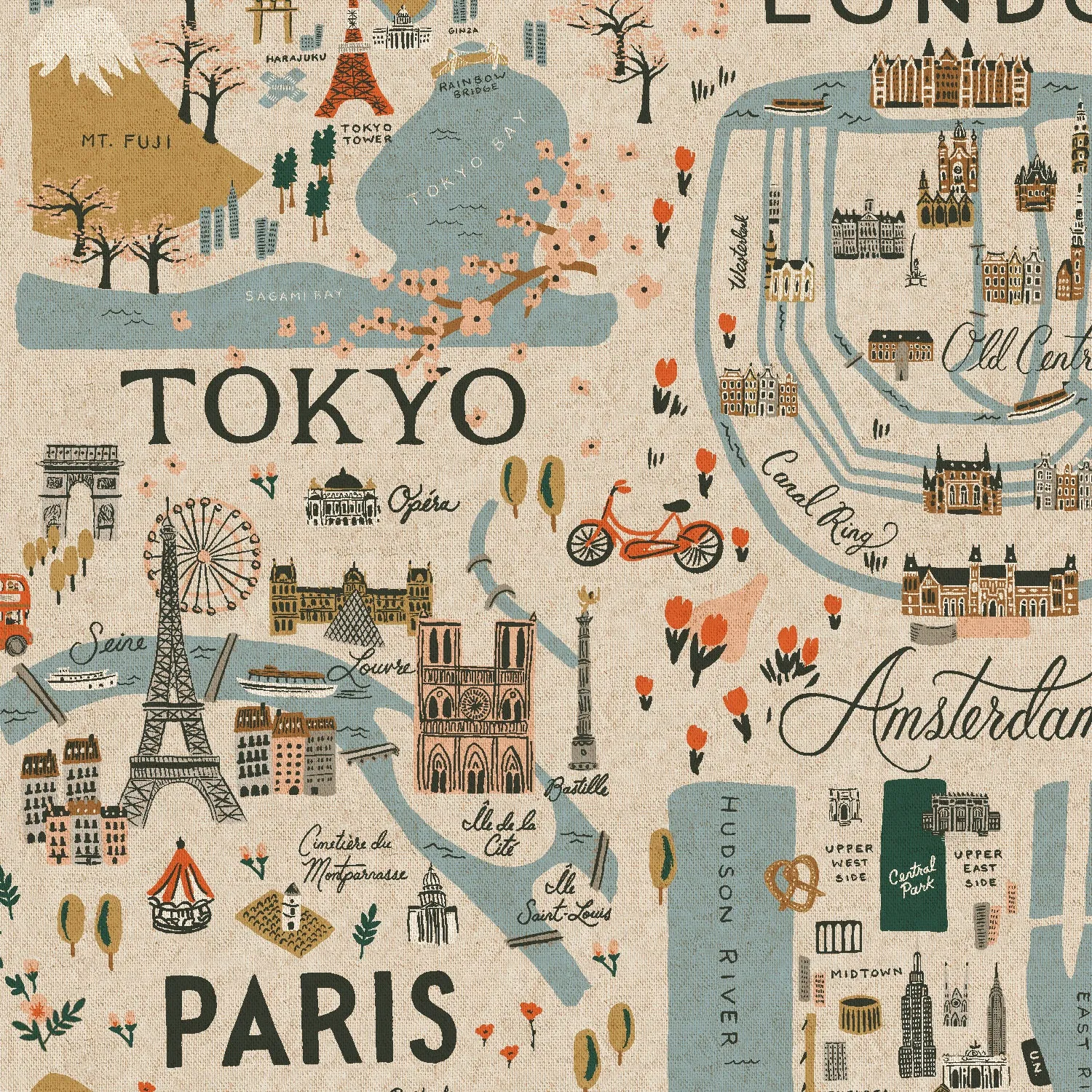 Bon Voyage, City Guide in Natural Unbleached CANVAS