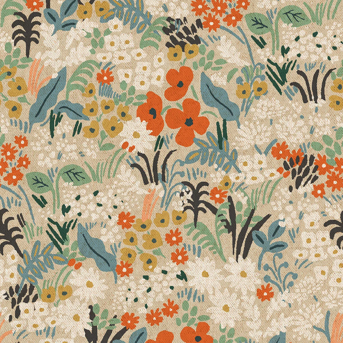 Bon Voyage, Meadow in Flax Multi Unbleached CANVAS