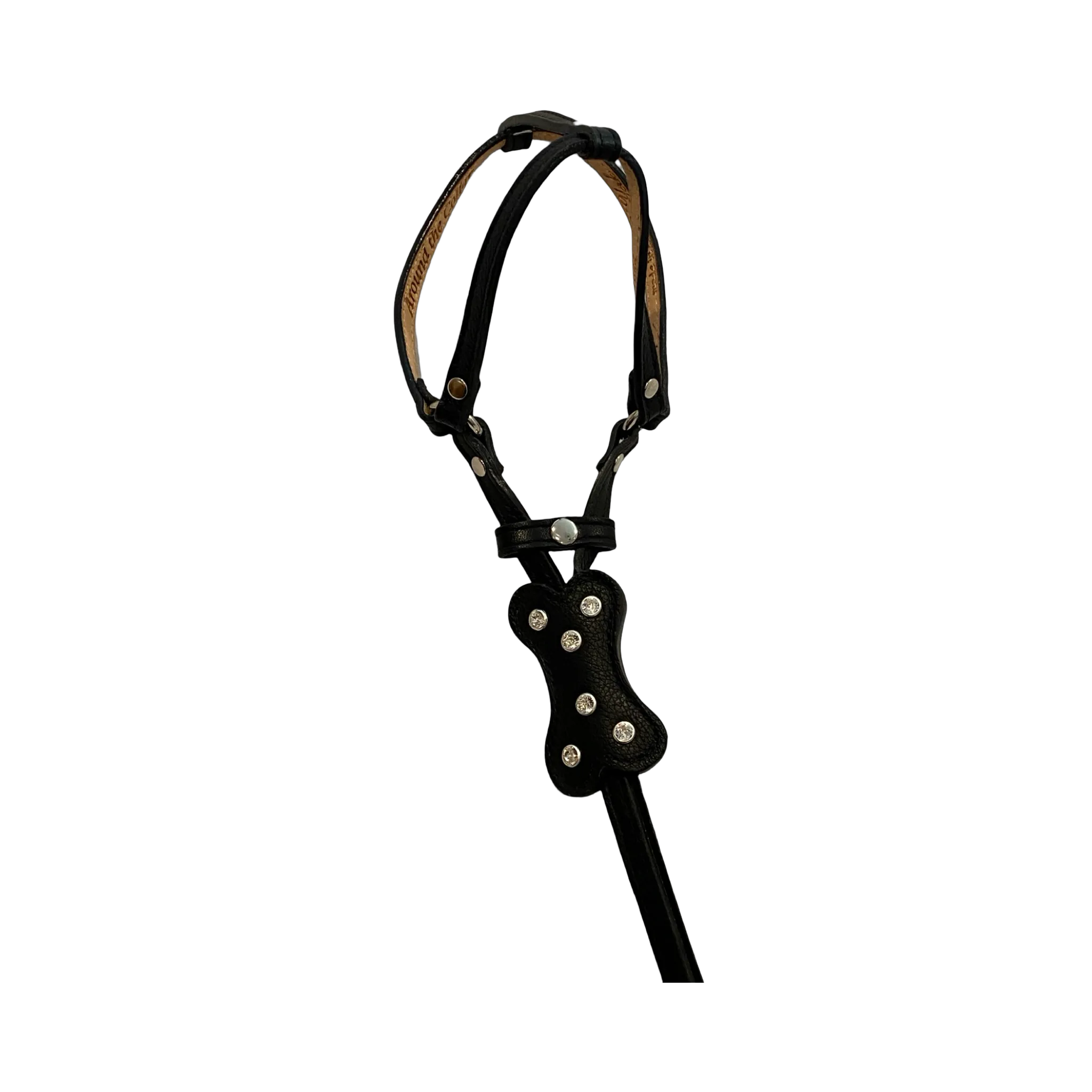 Bone Leather All-In-One Harness with Bone Slider and 6 Austrian Crystals
