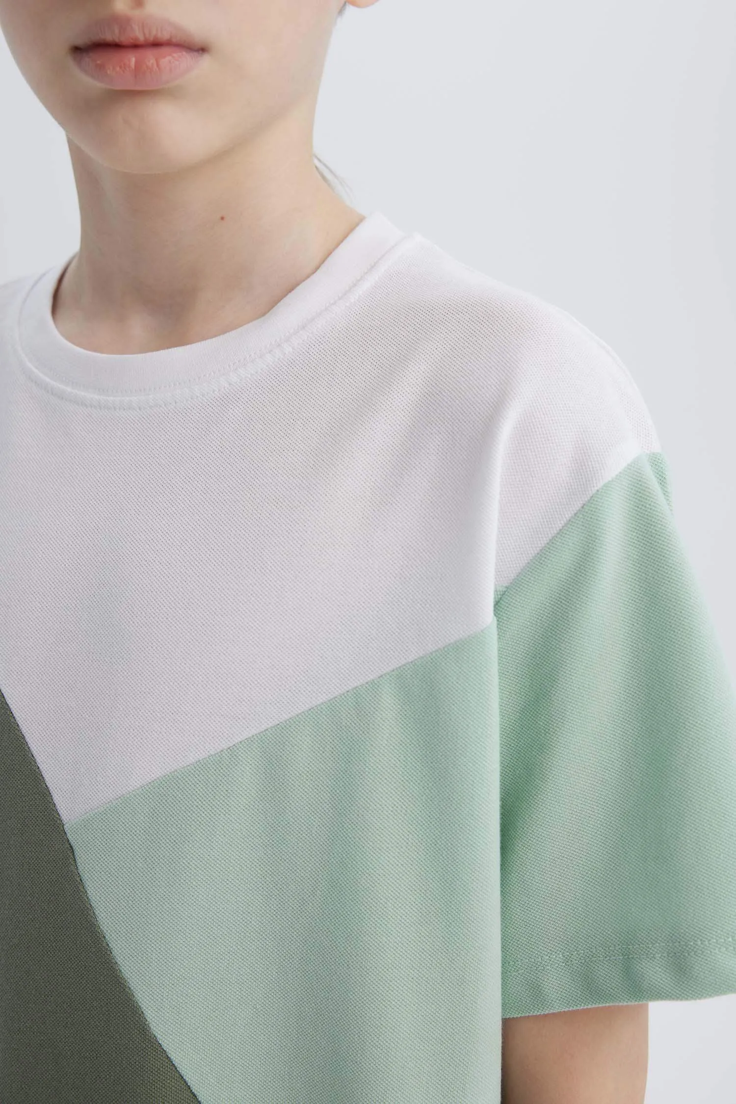 Boy Crew Neck Color Block Pique Short Sleeve T-Shirt