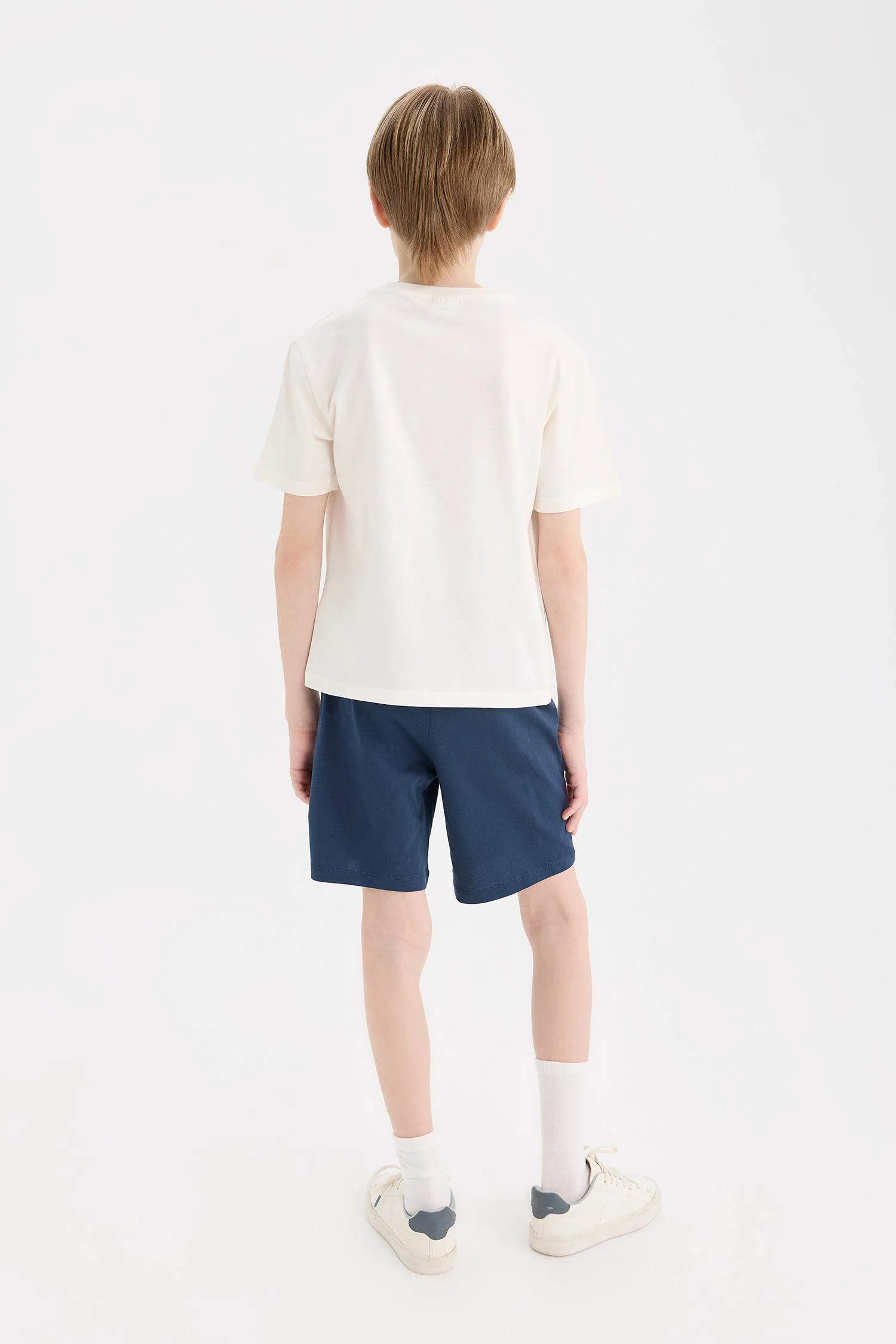 Boy Top Flexible Waist Shorts 2 Piece Pajama Set
