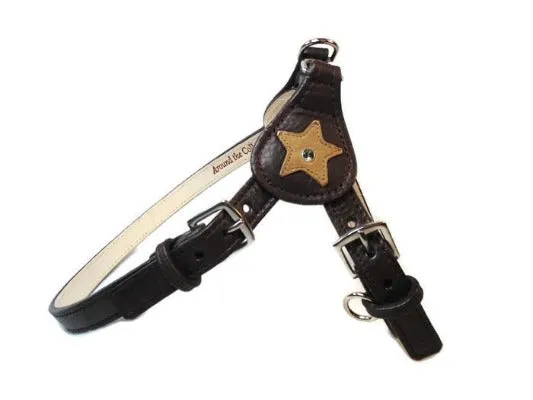 Breck Leather Star Step-In Harness with Crystal on Star