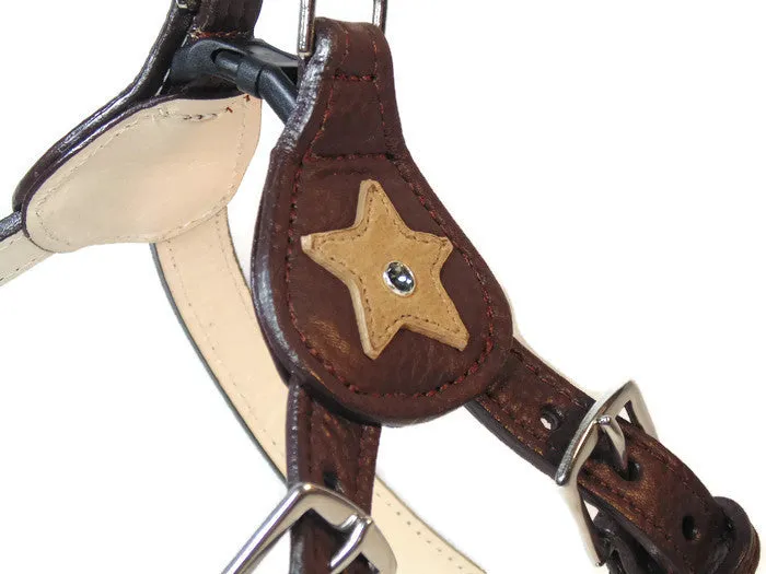 Breck Leather Star Step-In Harness with Crystal on Star