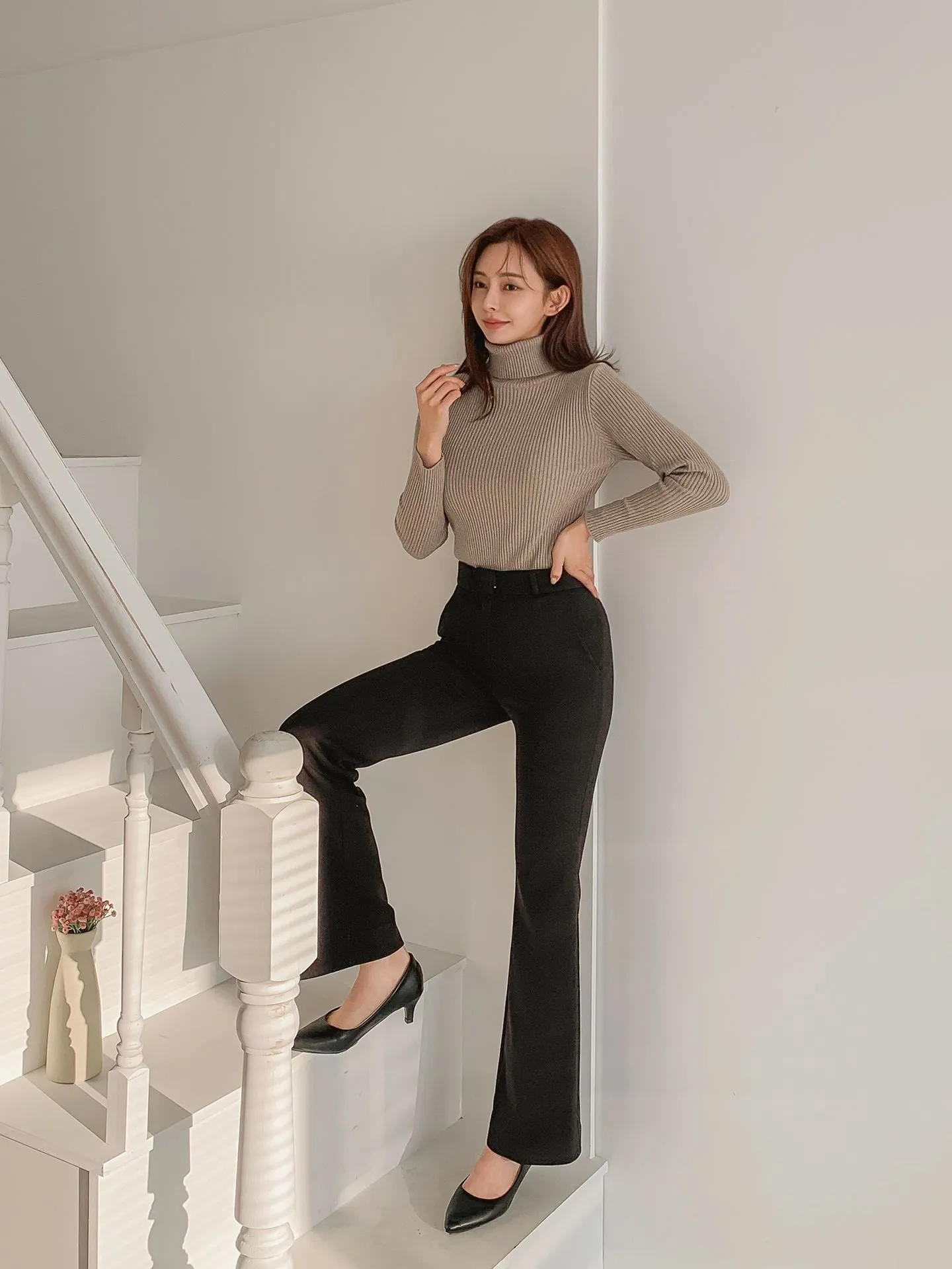 Brushed Heat tech Boots Cut Slacks