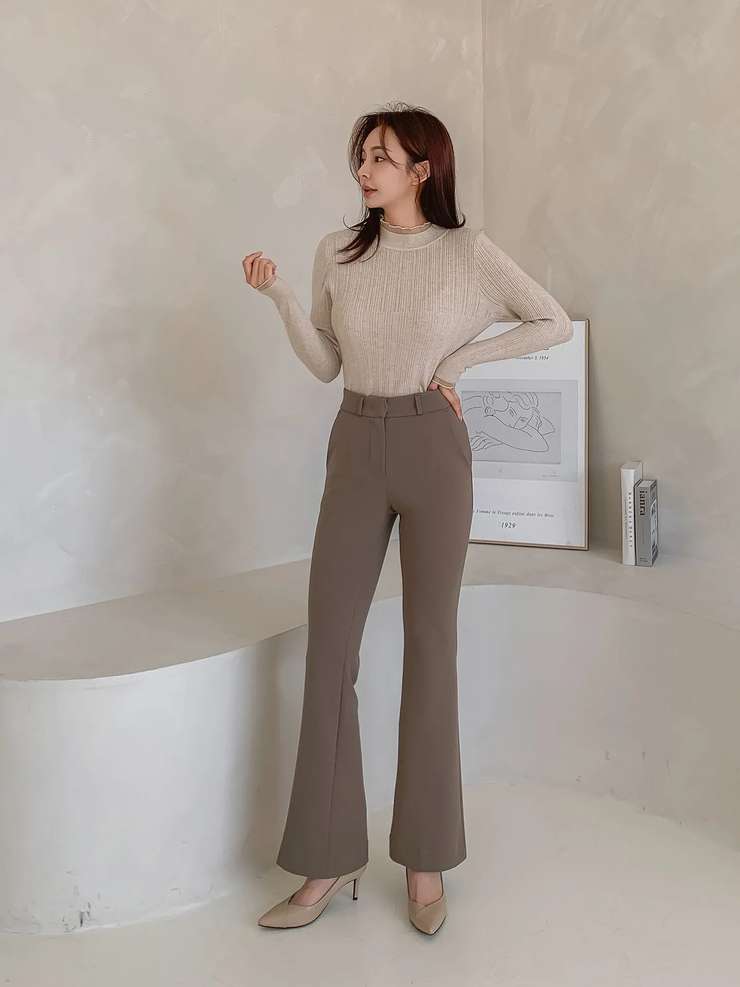 Brushed Heat tech Boots Cut Slacks