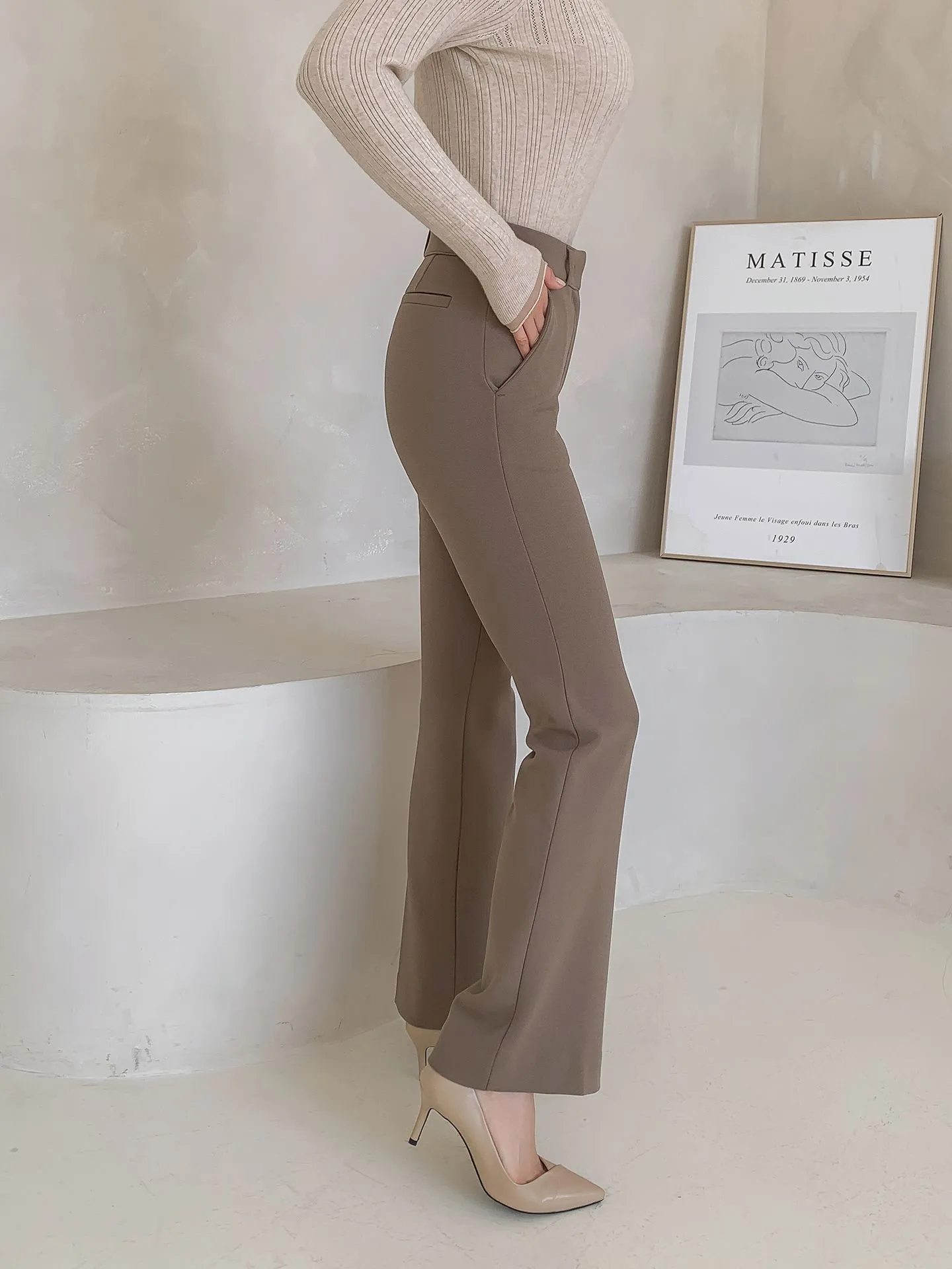 Brushed Heat tech Boots Cut Slacks