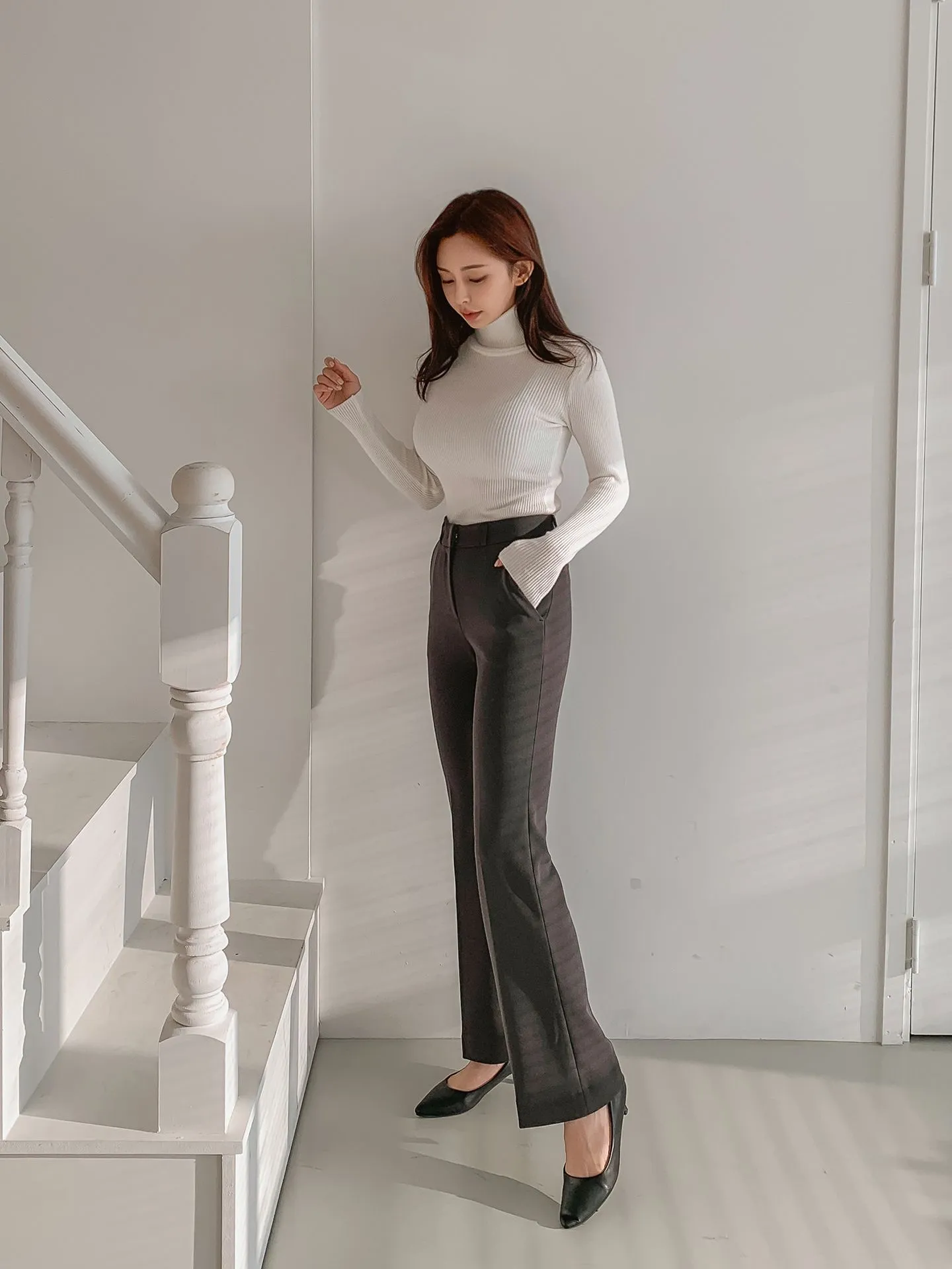 Brushed Heat tech Boots Cut Slacks