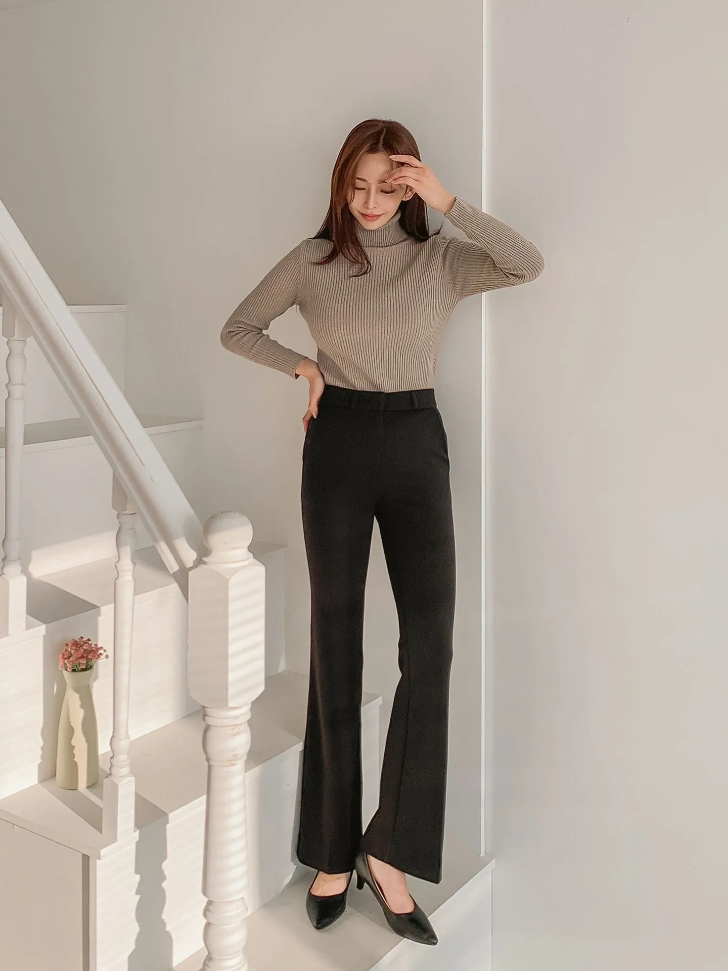 Brushed Heat tech Boots Cut Slacks