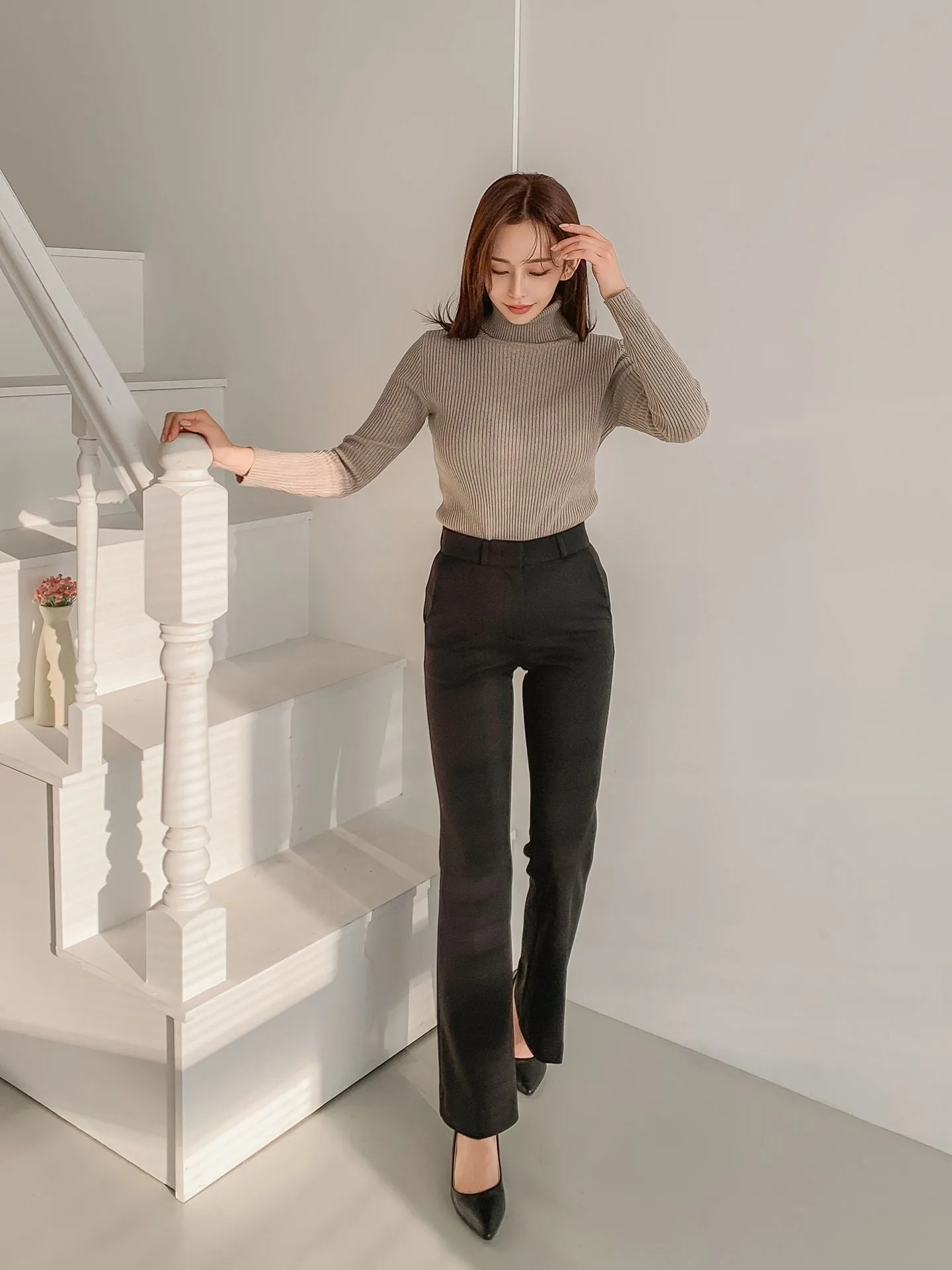 Brushed Heat tech Boots Cut Slacks