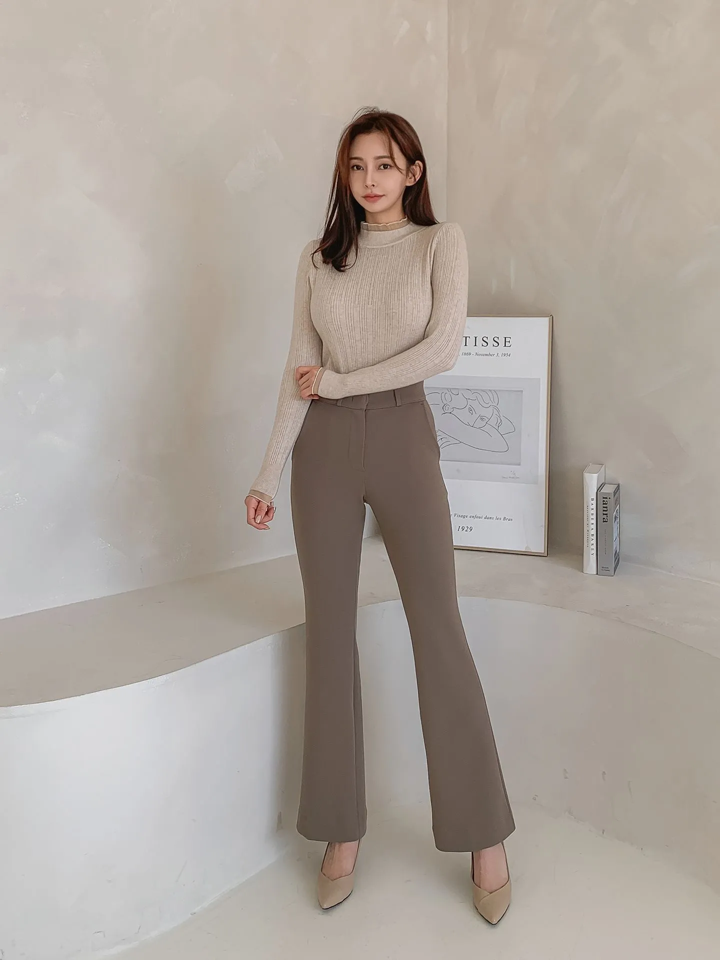 Brushed Heat tech Boots Cut Slacks