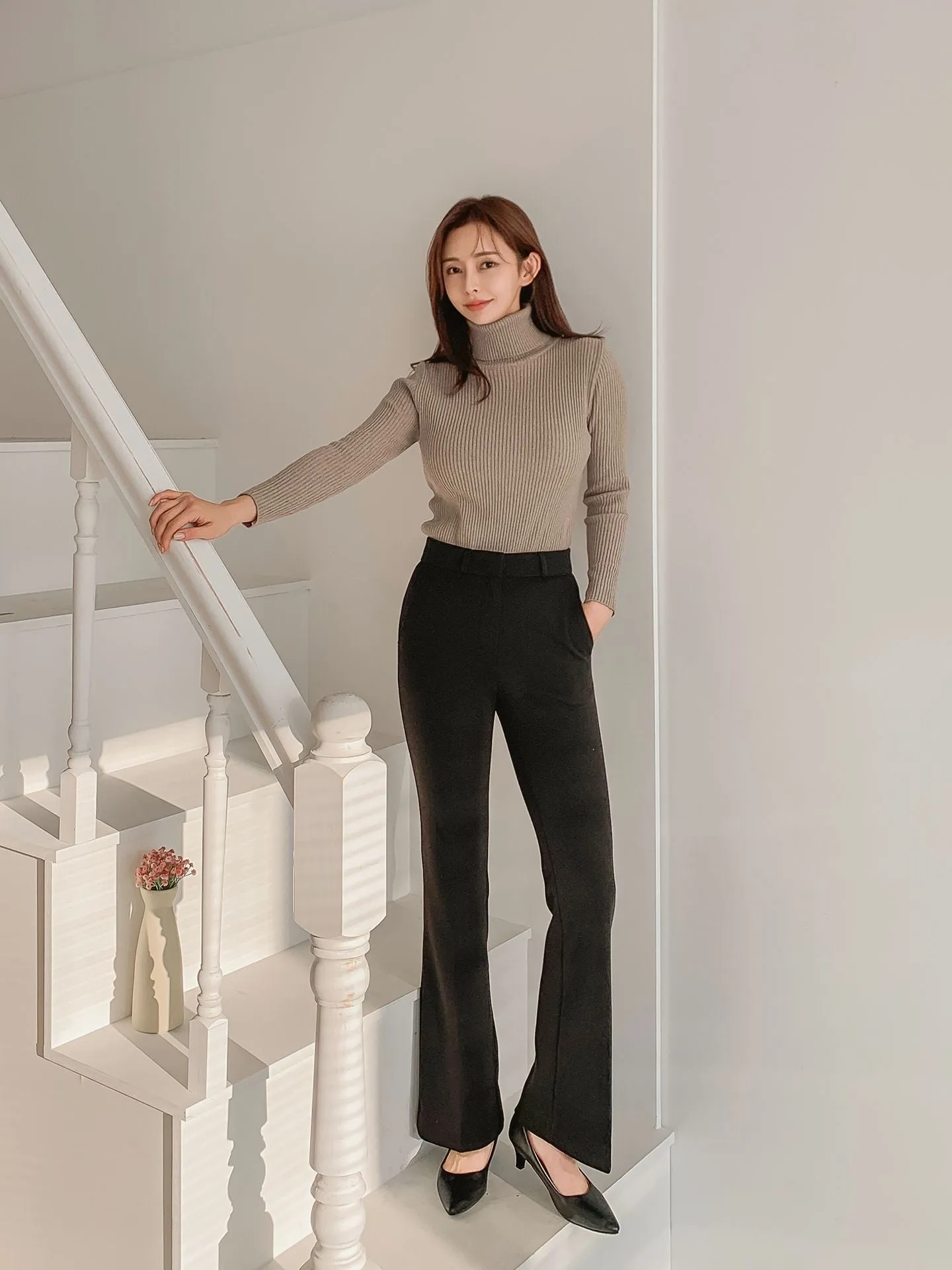 Brushed Heat tech Boots Cut Slacks