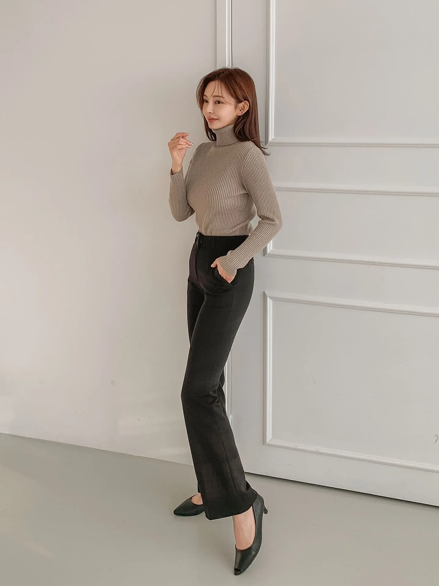 Brushed Heat tech Boots Cut Slacks
