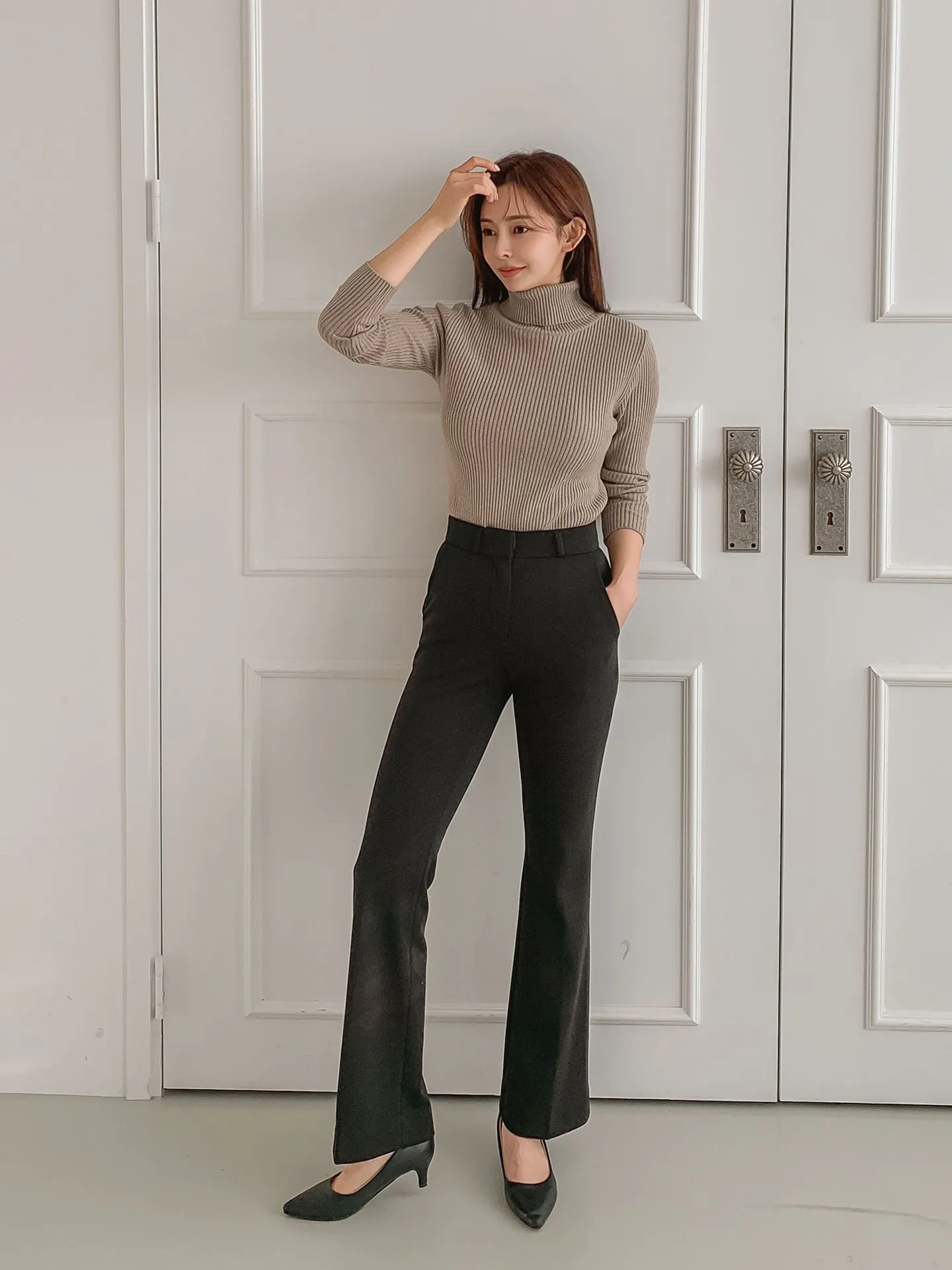 Brushed Heat tech Boots Cut Slacks