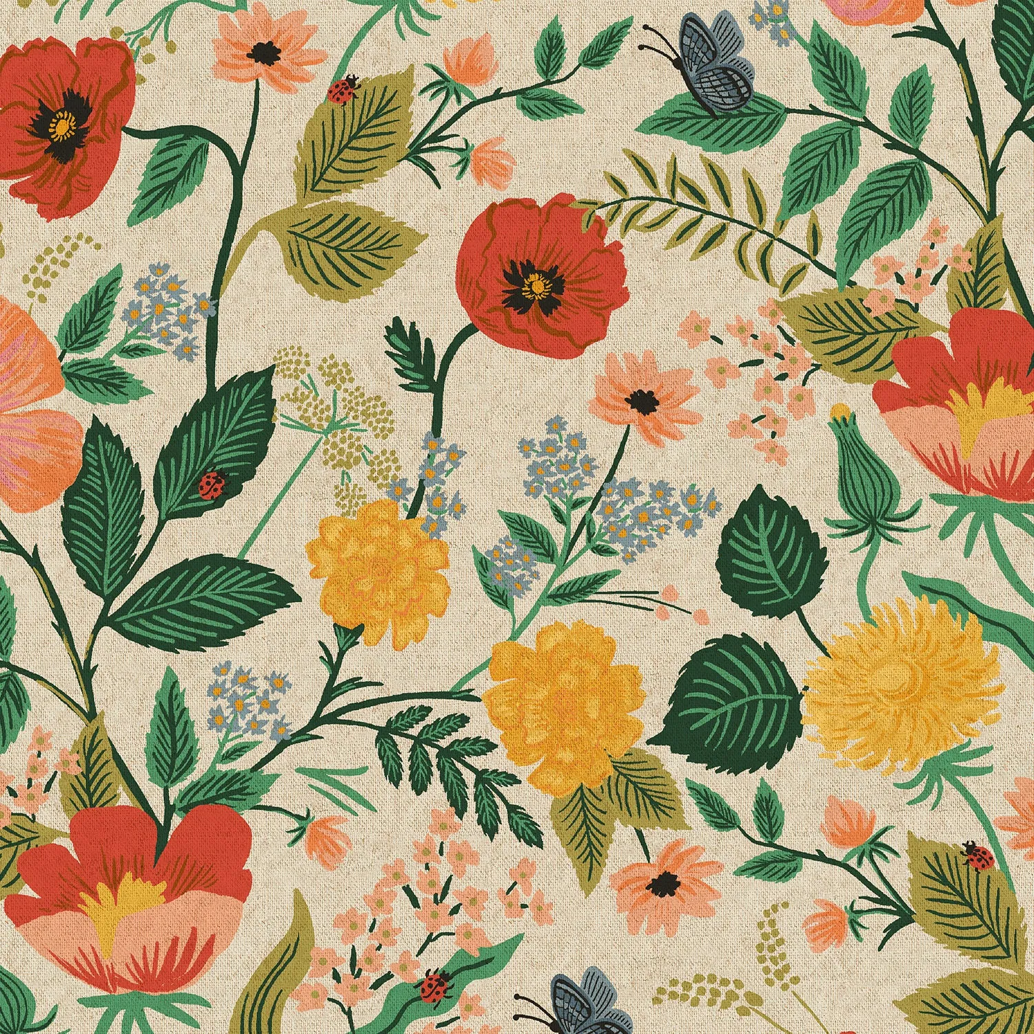 Camont, Poppy Fields in Natural Unbleached CANVAS