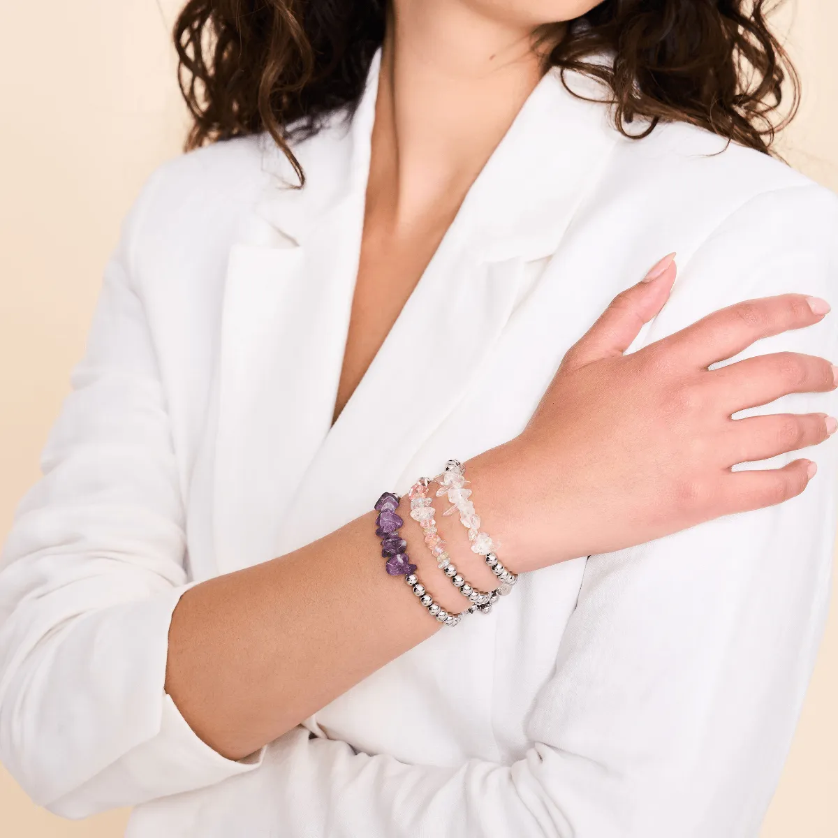 Candy Quartz | Silver | Uncut Gemstone Bracelet