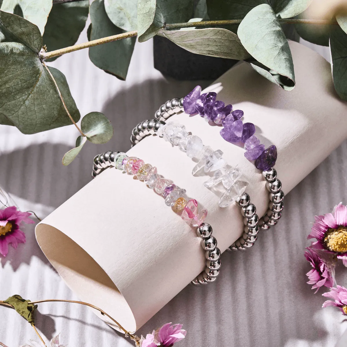 Candy Quartz | Silver | Uncut Gemstone Bracelet