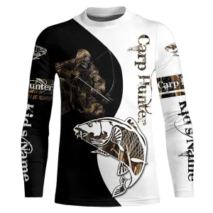 Carp Hunter Bow fishing Camo Customize Name UV protection long sleeves UPF 30  fishing shirt for kid NPQ17