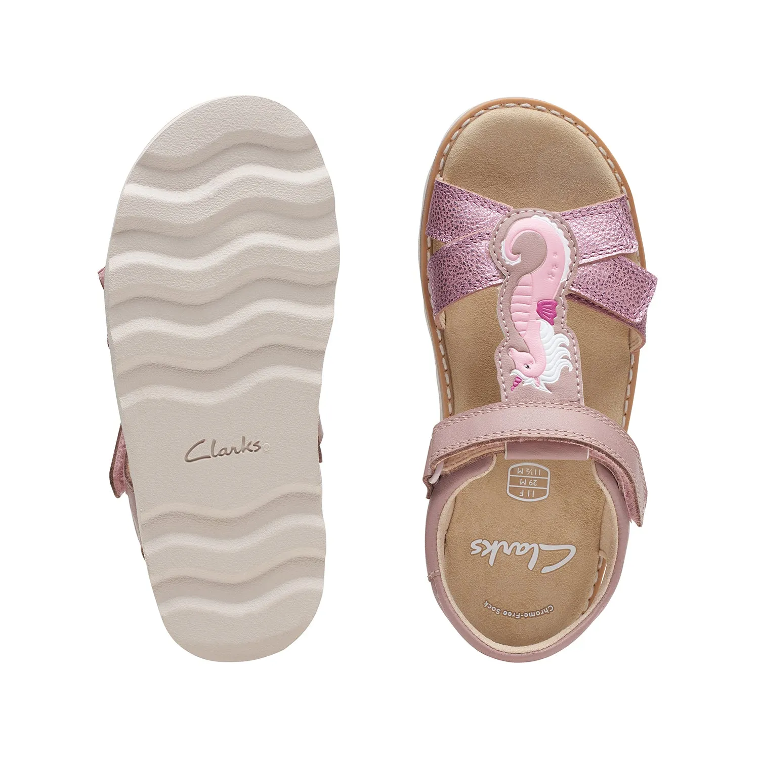 CLARKS GIRLS CROWN BRILL KID. (WIDE FIT)