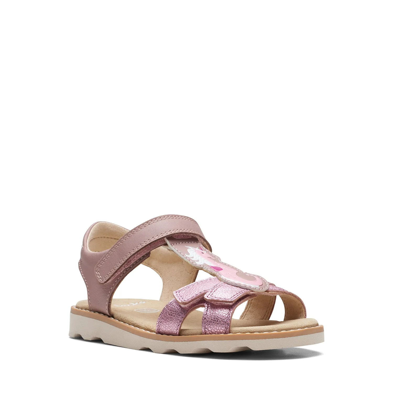 CLARKS GIRLS CROWN BRILL KID. (WIDE FIT)