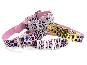 Customisable Name Collar - Pink Leopard