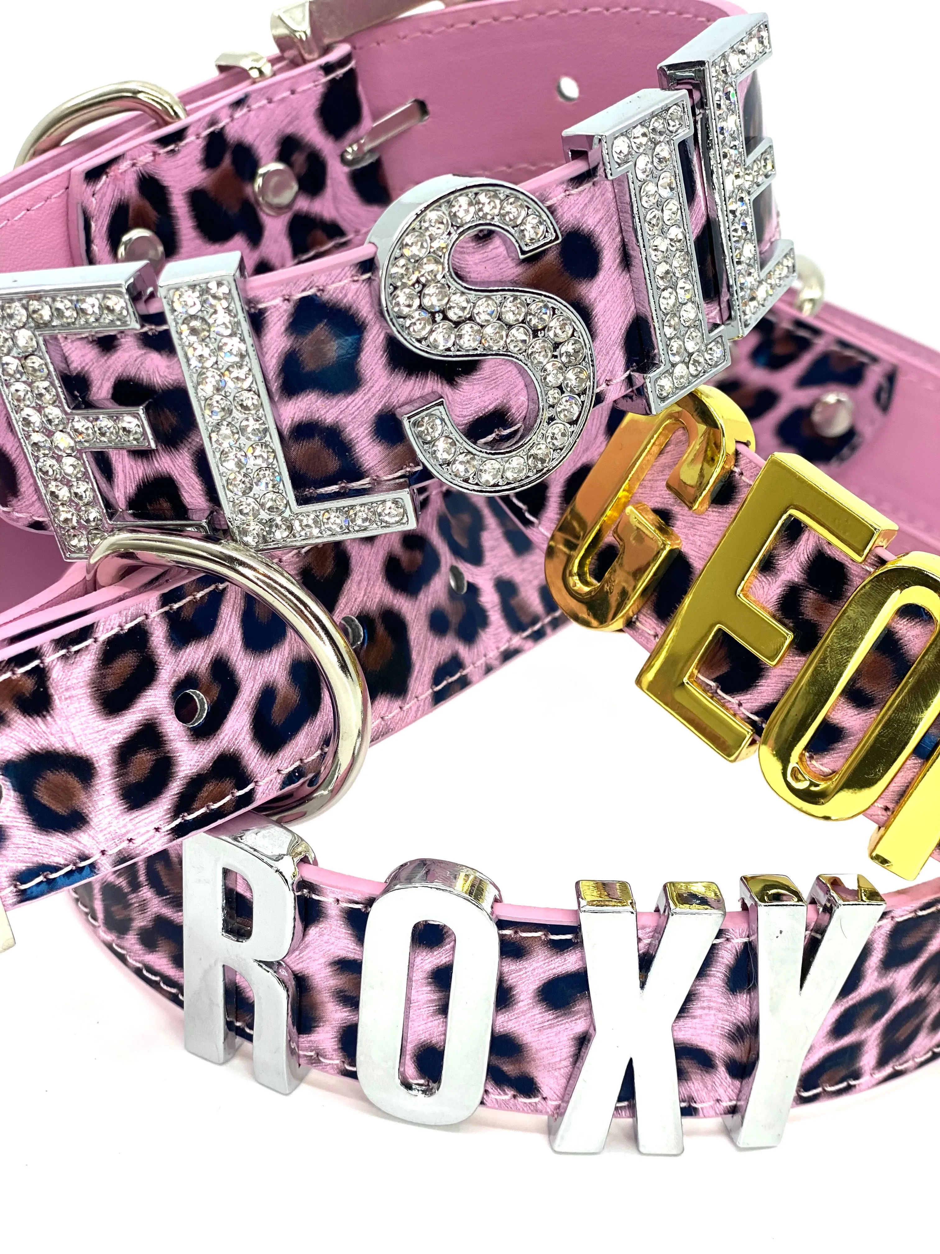 Customisable Name Collar - Pink Leopard
