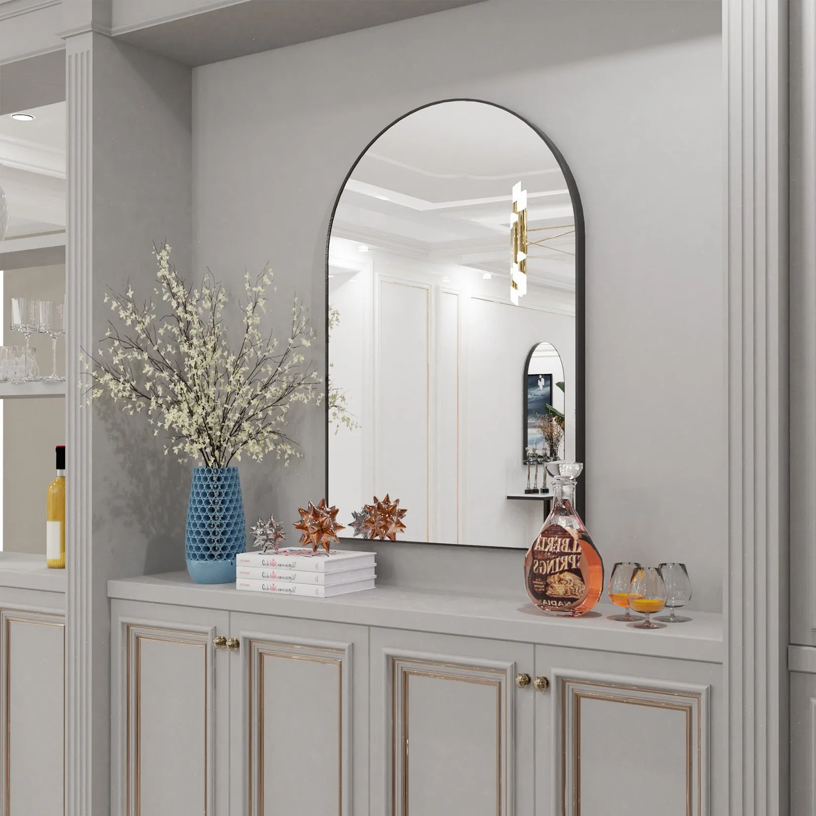 Elegant Black Arch Mirror for Entryway & More
