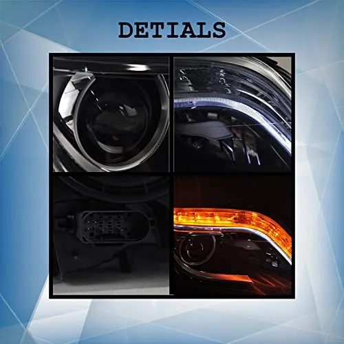 ENSVEI LED Headligths Headlamps fit for 2013-2015 Mercedes-Benz GLK GLK300 GLK350 Blue welcome light,High beam halogen