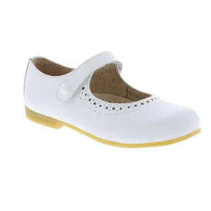 FOOTMATES Emma Patent Leather Mary Jane Girls Party Dress Shoes with Custom-Fit Insoles, Hard Bottom, Slip-Resistant Non-Marking Outsoles - for Toddlers and Little Kids, Ages 1-8 10.5 Little Kid White