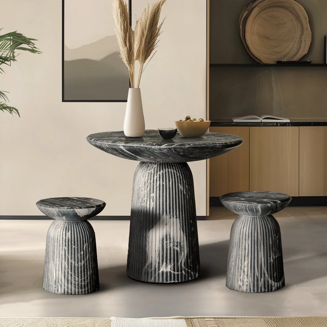 Foundry Select Faux Travertine Bistro Table Tithi Concrete Patio Table for Indoor and Outdoor Use Foundry Select Color:  Gray Faux Marble