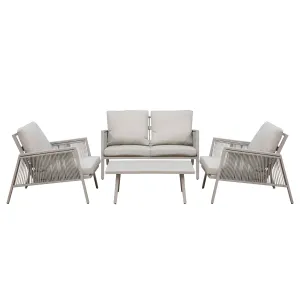 Fusion 4 Piece Outdoor Aluminium Sofa Set, Light Grey - DG56