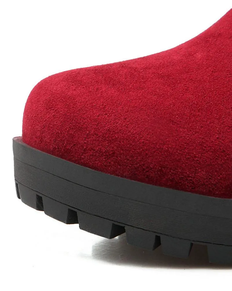 Fuzzy Detail Buckled Lined Calf Snow Boots