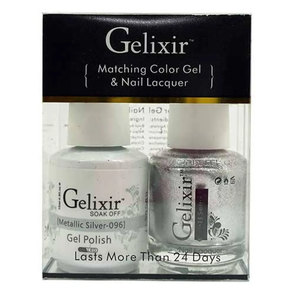 GELIXIR / Gel Nail Polish Matching Duo - 096 Metallic Silver