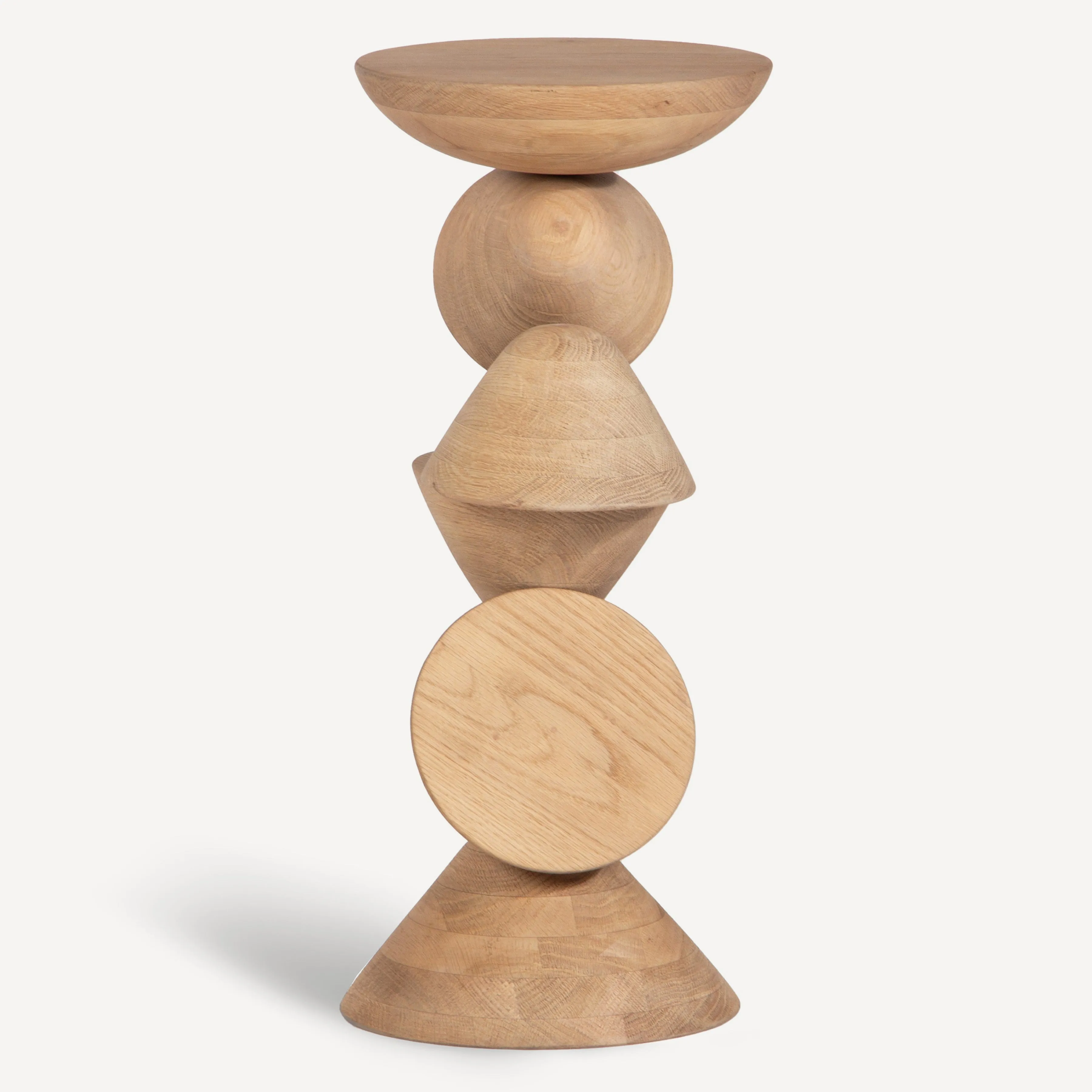Geometric Oak Height-Adjustable Drink Stand