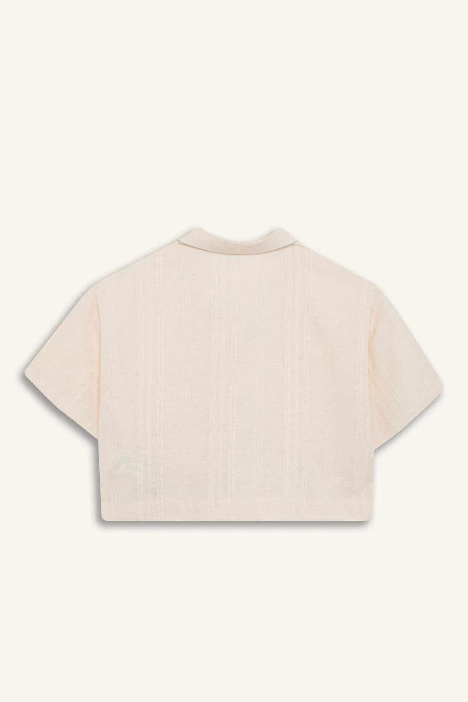 Girl Crop Short Sleeve Linen Shirt