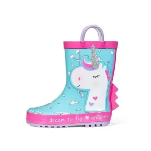 Girl Rain Boots Rubber Princess Unicorn Kids Shoes - KKOMFORME